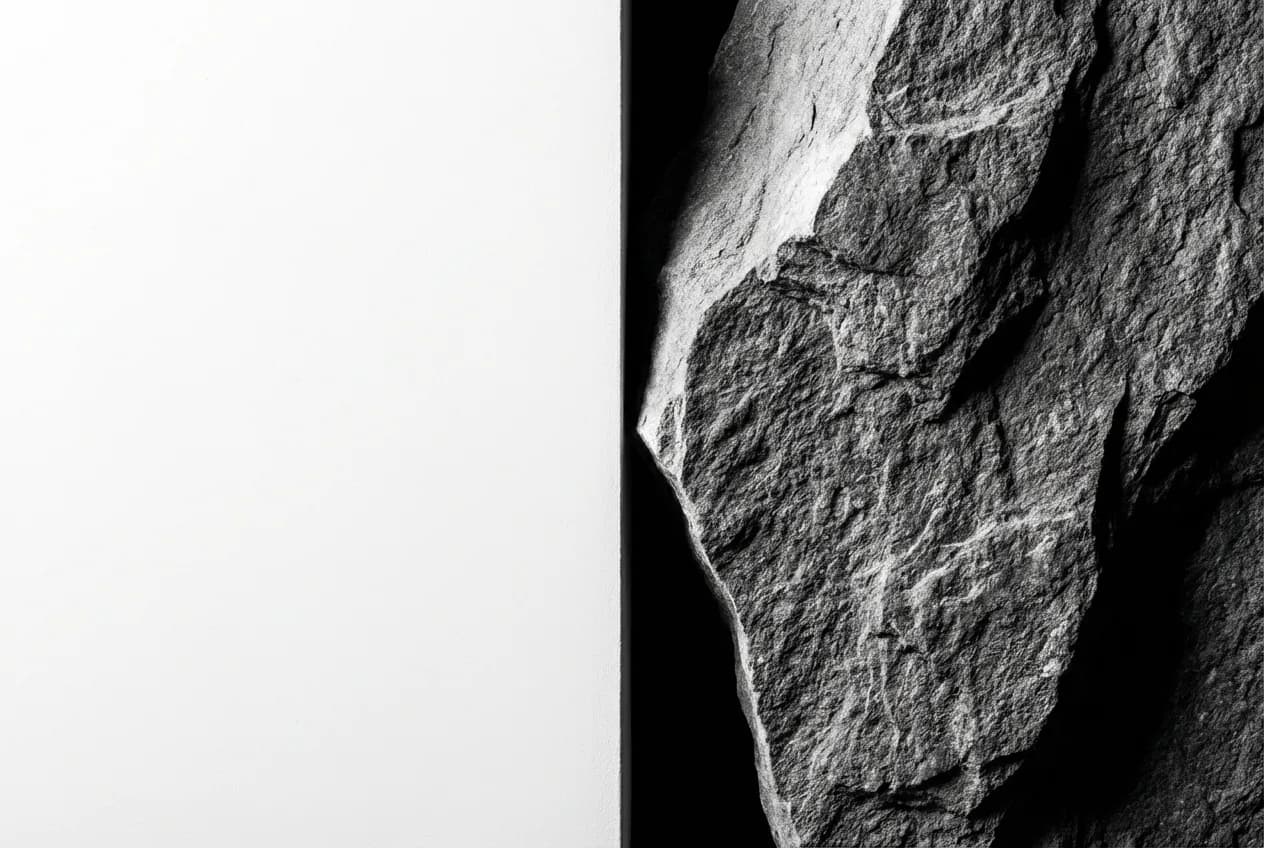 Intonaco e Pietra a Vista: Guida a Stili, Tecniche e Costi Gros plan sur la jonction entre un enduit blanc lisse et un mur en pierre texturée, mettant en évidence le contraste des matériaux.