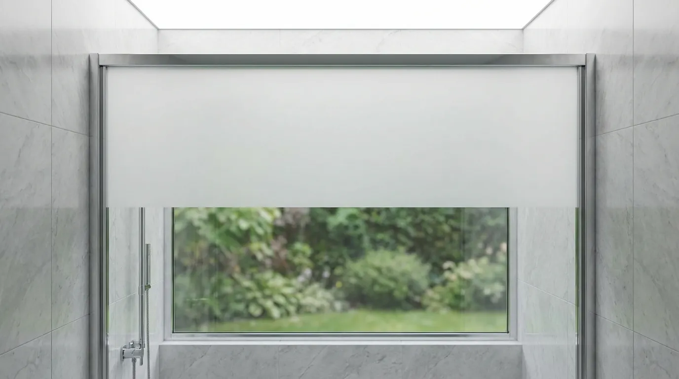 Démonstration d'une fenêtre de douche à verre intelligent commutable, passant de transparent à opaque pour une solution de confidentialité moderne.