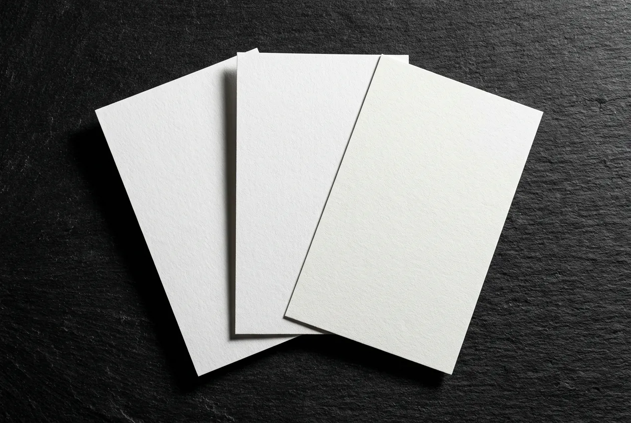 RAL 9003 vs 9010 vs 9016: Guida alla scelta del bianco giusto Trois nuanciers de peinture blanche RAL (9003, 9010, 9016) disposés en éventail sur un fond sombre pour un contraste élevé.